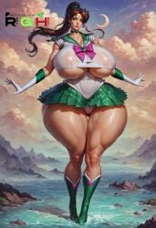 1girls ai_generated big_ass big_breasts bishoujo_senshi_sailor_moon clothing female female_only large_breasts makoto_kino realgreenheart sailor_jupiter skirt solo solo_female tagme