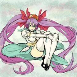 ass female long_hair mushihime-sama_futari reco skirt thighhighs twintails upskirt yellow_kirby