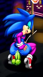 anal anal_insertion anal_masturbation androgynous anthro anus ass balls big_butt bimbo blue_hair crossdress cum cumshot dildo femboy feminine_male girly green_eyes hair hedgehog highheels insertion looking_back male masturbation orgasm penetration sega sex_toy skimpy smile solo sonic_(series) sonic_the_hedgehog thecon trap