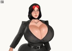 1girls big_breasts billie_eilish breasts cleavage female female_focus female_only giant_breasts gigantic_breasts glasses gnashershells huge_breasts large_breasts massive_breasts red_hair tagme