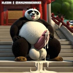 1boy 1male 2024 ai_generated akumabearai anthro balls bear big_balls big_penis black_fur chubby cum cum_on_ground cumshot dreamworks excessive_cum excessive_genital_fluids fat genital_fluids genitals giant_panda green_eyes highres huge_balls huge_cock humanoid_penis kung_fu_panda large_balls looking_pleasured male_only mammal master_po_ping narrowed_eyes nude obese obese_anthro obese_male overweight overweight_anthro overweight_male panda penis pink_nipples puffy_nipples self_upload sitting solo solo_anthro solo_focus solo_male stable_diffusion stairs tongue tongue_out twitter_username two_tone_fur white_fur