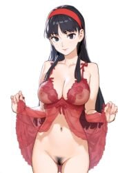 1girls ai_generated amagi_yukiko atlus black_hair breasts female female_only lingerie nai_diffusion persona persona_4 solo stable_diffusion tagme white_skin