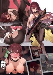 2boys absurdres after_fellatio arms_behind_back ass big_breasts black_bra black_dress black_panties black_pantyhose blush bondage bra breasts bullpup censored commentary_request condom cum cum_in_mouth cum_in_pussy defeat dress fellatio female girls'_frontline girls'_frontline_2:_exilium group_sex gun high_heels highres holding holding_gun holding_leash holding_weapon huibai_bri large_breasts leash long_hair loose_hair_strand mating_press mmf_threesome mosaic_censoring multiple_boys multiple_views nipple_clamps nipples oral panties pantyhose penis_on_face photo_(object) public_indecency public_nudity purple_hair rape red_eyes rifle sex sleeveless sleeveless_dress sniper_rifle threesome torn_clothes torn_panties torn_pantyhose underwear used_condom vaginal_penetration vending_machine very_long_hair wa2000_(girls'_frontline) walther walther_wa_2000 weapon wide-eyed