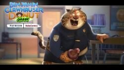 animal_humanoid benjamin_clawhauser bobocomics cheetah cumshot donut fart farting foodplay jacking_off male male_fart male_focus male_only pants_down penis pleasure pleasure_face police_officer police_uniform tagme video zootopia