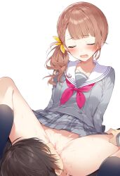 1boy 1girls ai_generated blush breasts closed_eyes clothed clothing cum cumshot cunnilingus eating eating_pussy female high_resolution highres light_brown_hair male medium_breasts miyamasuzaka_girls'_academy_school_uniform mochizuki_honami naked open_mouth partially_clothed partially_clothed_female partially_nude partially_undressed project_sekai pussy pussy_ejaculation pussy_juice pussy_juice_drip school school_uniform schoolgirl squirting thighs uncensored uniform