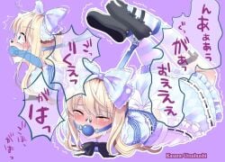 1female 1girls arms_behind_back arms_bound arms_bound_behind_back artist_name blonde_hair blue_dress blue_eyes blue_gag blue_leash blue_ribbon blue_rope blush blushing_lines bondage bound bound_arms bound_legs choking choking_on_dildo cock_gag cross_section crying crying_with_eyes_closed crying_with_eyes_open deepthroat deepthroat_training dildo_gag dildo_in_mouth dildogag dress female female_only femsub forced_deepthroat from_side fully_clothed gag gagged gagging gagging_noise hair_ribbon helpless helpless_girl hogtie hogtied irrumatio kasane laying_on_stomach leash legs_bound_to_collar lolita_fashion mind_break nose_clip on_stomach panic penis_gag restrained rope rope_bondage side_view speech_bubble tears tears_of_desperation trembling