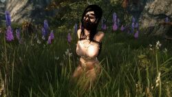 1girls 3d arms_behind_back black_hair bondage bondage bondage_mask kneeling m7seven nude nude_female skyrim