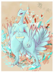 4te abstract_background breasts claws collaboration female nintendo pokemon pokemon_(species) pussy red_eyes reptile scalie sceptile solo thick_thighs video_games wide_hips wolflance