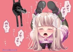 1female 1girls after_deepthroat arms_behind_back arms_bound arms_bound_behind_back artist_name black_gag blonde_hair blush blushing_lines bondage bound bound_arms bound_legs breathing broken broken_sub closed_eyes cock_gag crying crying_with_eyes_closed deepthroat_training dildo dildo_gag dildogag dress drolling female female_only fluids from_side gag hair_ribbon helpless helpless_girl hogtie hogtied kasane laying_on_stomach leash legs_bound_to_collar lolita_fashion mind_break on_stomach open_mouth panel_gag penis_gag pink_background pink_leash purple_rope restrained rope rope_bondage sex_toy side_view simple_background speech_bubble tears tears_of_desperation trembling white_ribbon