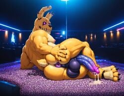 1boy 1male ai_generated animal_ears anthro anus ass ass_focus balls big_balls big_nipples big_penis big_testicles booster_rex cum daddy ejaculation erect_penis erection five_nights_at_freddy's five_nights_at_freddy's_3 fnaf furry furry_male grabbing_ass grabbing_own_ass huge_balls huge_cock huge_testicles male male_only muscular muscular_anthro muscular_male nipples on_side penis presenting purple_eyes purple_nipples purple_penis rabbit smiling solo springtrap springtrap_(fnaf) tail teeth testicles veiny_penis yellow_body