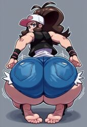 ai_generated big_ass gigantic_ass gvukub hilda_(pokemon) huge_ass nintendo pokemon wide_hips wobbling_ass