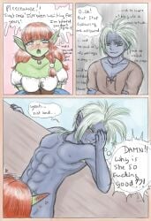 artist blowjob comic comic_page fantasy female goblin goblin_female goblin_male oc shortstack sombresnuances suggestive