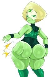 1girls ass ass_focus ass_slap big_ass clothing dat_ass female female_only green_body green_skin hair half-closed_eyes hand_on_ass huge_ass looking_back peridot_(steven_universe) shortstack slapping_butt slapping_own_ass smacking_ass smacking_own_ass solo solo_female steven_universe svdielius sweat sweatdrop thick_thighs thighs