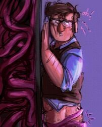 forced glory_hole glory_hole glory_wall gravity_falls pinned pinned_to_wall stanford_pines tentacle tentacle tentacle_monster tentacle_on_male tentacle_penetration tentacle_sex