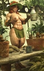 1futa 3d 3d_(artwork) abs balls breasts futa_only futanari harry_potter hogwarts_legacy mirabel_garlick muscular muscular_futanari nipples penis red_hair solo solo_futa squarepeg3d veiny_penis