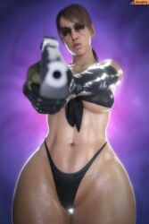 3d 3d_(artwork) bikini bikini_bottom bikini_top blender_(software) metal_gear_solid oiled quiet_(metal_gear) shiny_skin smitty34 tagme toned_female voluptuous voluptuous_female