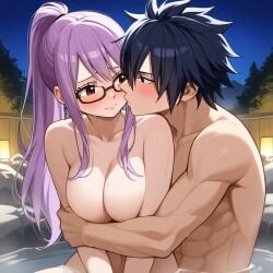 ai_generated fairy_tail gray_fullbuster hotsprings laki_olietta naked night sex