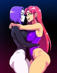 2girls ai_generated alien alien_girl anus big_ass dat_ass dc dc_comics demon_girl duo female female/female grey_body grey_skin half_demon leotard mullon novelai orange_body orange_skin raven_(dc) solo starfire superheroine tamaranean teen_titans thick_thighs yuri