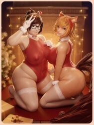 2girls 3d areola ass big_areola big_ass big_breasts big_nipples big_thighs breasts brown_hair butt christmas christmas_clothing christmas_outfit christmas_tree chubby chubby_female fanart female female_only fugtrup gigantic_ass gigantic_thighs green_eyes huge_ass huge_breasts huge_thighs marvel marvel_rivals mei_(overwatch) nipples nude_female orange_hair overwatch overwatch_2 pussy short_hair squirrel_ears squirrel_girl squirrel_girl_(marvel) squirrel_girl_(marvel_rivals) squirrel_tail tagme thick_hips thick_thighs thighs