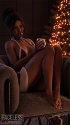 1girls 2024 3d christmas cozy cyberpunk_2077 female female_only panam_palmer solo tucked_legs