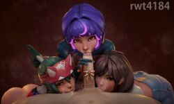 1boy 3d 3girls asian asian_female blizzard_entertainment blowjob brown_eyes brown_hair christmas clothed clothed_female cum_on_face d.va eye_contact female fffm_foursome foursome green_hair hana_song handjob juno_(overwatch) kiriko_(overwatch) kiriko_kamori light-skinned_female light-skinned_male light_skin looking_at_viewer male male_pov nude nude_male oral oral_sex overwatch overwatch_2 pov_eye_contact purple_hair red_eyes rwt4184 short_hair sucking sucking_balls sucking_penis sucking_tip teo_minh