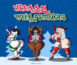 aged_up aradia_megido ass bikini black_hair breasts_out brown_hair christmas christmas_clothing christmas_hat christmas_headwear christmas_outfit christmas_theme eri_(my_hero_academia) functionally_nude functionally_nude_female grey_skin half_naked heels high_heels homestuck hourglass_figure huge_ass huge_breasts jaiden jaiden_animations jaiden_dittfach jaidenanimations my_hero_academia nipples notagoodguy1_(autor) platform_heels ribbons shortstack skimpy_clothes small_body tongue_out white_hair white_skin youtube youtuber