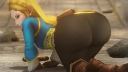 1girls 3d 3d_animation all_fours alternate_version_available animated ass ass_focus ass_shake bent_over big_ass black_pants blonde_hair blue_eyes blue_shirt bottomwear breath_of_the_wild bubble_ass bubble_butt dat_ass elf_ears female female_only footwear hair hair_ornament hairclip huge_ass jiggle jiggling_ass long_hair nurico pants pointy_ears princess_zelda shaking_butt shirt shoes solo solo_female swaying swaying_ass tagme the_legend_of_zelda topwear video wiggling_ass zelda_(breath_of_the_wild)