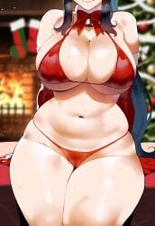 ai_generated akeno_himejima ass ass_focus big_ass big_breasts big_butt big_thighs bikini christmas close-up dijiai focus from_front_position front_view high_school_dxd hourglass_figure looking_at_viewer nsfw round_ass round_butt seductive shy sitting thick thick_ass thick_butt thick_legs thick_thighs thighs wide_hips