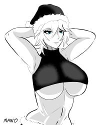 0_naiko_0 aqua_(kingdom_hearts) big_breasts blue_eyes breasts christmas christmas_outfit kingdom_hearts