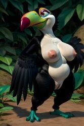 ai_generated anthro avian bird blue_sky_studios breasts epstar14 eva_(rio) feathers female female_only jungle jungle_background pussy rio_(film) rio_(series) solo talons toucan winged_arms