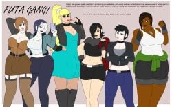 6futas athorment athorment_oc bulge bulge_through_clothing cleavage coraline_(athorment) futa_only futanari hayden_(analiss) intersex jessie_(athorment) layla_(athorment) pinup silvye_(athorment)