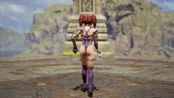 amy_sorel ass cleavage high_heels isabella_valentine_(cosplay) no_sound red_hair scepter small_breasts soul_calibur soul_calibur_vi video walking_away waving waving_at_viewer webm