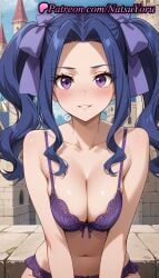 1girls ai_generated anime anime_style asian bangs bare_arms bare_shoulders blue_hair blush bow bow_bra bra breasts breasts_squeezed_together bust busty castle cleavage collarbone dark_blue_hair day female female_focus female_only forehead grin hair_intakes hair_ribbon hair_ribbons hairbow lace-trimmed_bra lace_trim large_breasts lingerie long_hair looking_at_viewer melty_q_melromarc natsuyoru navel outdoors panties pantsu parted_bangs parted_lips purple_bow purple_bra purple_eyes purple_panties purple_ribbon ribbon sidelocks sitting sky smile solo solo_female stomach tate_no_yuusha_no_nariagari teeth the_rising_of_the_shield_hero twintails underwear underwear_only v_arms voluptuous voluptuous_female wavy_hair