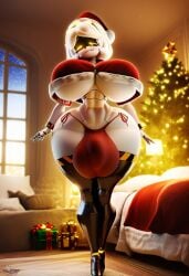 1futa ai_generated bulge bulge_through_clothing christmas_clothing christmas_hat christmas_outfit christmas_tree civitai futanari futanari huge_ass huge_balls huge_breasts huge_bulge massive_ass massive_balls massive_breasts massive_bulge massive_butt massive_thighs murder_drones on4redgloves robot robot_futa smiling_at_viewer thick_thighs underboob v_(murder_drones)