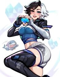 abs blush blushypixy blushyspicy cute heart heterochromia looking_at_viewer luna_snow luna_snow_(marvel_rivals) marvel marvel_rivals multicolored_hair