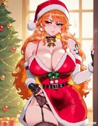 1girls ai_generated breasts christmas cleavage difuxer female female_only large_breasts light-skinned_female light_skin nami nami_(one_piece) one_piece orange_hair solo thighs wide_hips