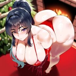 ai_generated akeno_himejima ass ass_focus bent_over big_ass big_breasts big_butt big_thighs bikini christmas dijiai focus from_above from_front_position front_view high_heels high_school_dxd hourglass_figure looking_at_viewer nsfw round_ass round_butt thick thick_ass thick_butt thick_legs thick_thighs thighs wide_hips