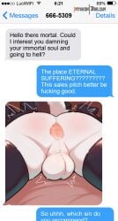 1boy after_anal after_sex anal_gape anus ass asshole backsack balls ballsack english english_text femboy funny gape gaping gaping_anus genderswap_(ftm) girly helluva_boss jarlium leaking_precum loona_(helluva_boss) male male_loona male_only message nude nude_male phone phone_screen presenting presenting_anus presenting_hindquarters tail testicles text text_message thighhighs thighs twitch twitch_lines twitching twitching_balls vivienne_medrano white_body white_fur