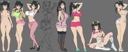 1girls big_ass big_breasts black_hair concept_art gym_clothes multiple_poses naked_female nude pose purple_eyes showing_ass showing_off sketch swimsuit tagme totally_naked track_pants twintails virgin_killer_sweater wankofool yuina_(juna_juna_juice)