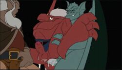 2boys anal anal_insertion animated balls bara broadway_(gargoyles) brooklyn_(gargoyles) chubby disney erection foreskin gargoyles gay hammytoy hudson_(gargoyles) male male_only multiple_males muscles penis testicles uncut yaoi