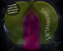 2025 afrosoricid anal anal_fluids anal_juice_drip anal_juice_on_butt anal_juice_on_dildo anal_juice_string anal_sex analizer2345 anthro ass big_butt bodily_fluids butt_focus chair dialogue dildo dildo_in_ass dildo_insertion dildo_sitting female furniture glistening glistening_body green_body hi_res huge_butt huge_dildo idw_publishing mammal musk musk_clouds musky_butt nude object_in_ass onomatopoeia penetration profanity sega sex_toy sex_toy_in_ass sex_toy_insertion sitting solo sonic_(series) sonic_the_hedgehog_(comics) sonic_the_hedgehog_(idw) sonic_the_hedgehog_(series) sound_effects standing surge_the_tenrec sweat sweaty_body sweaty_butt tail tenrec text thick_thighs