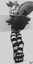 anthro black_and_white bodily_fluids braixen clothing digital_media_(artwork) female generation_6_pokemon genital_fluids genitals hi_res legwear looking_at_viewer monochrome nintendo pattern_clothing pattern_legwear pattern_stockings pattern_thigh_highs pawpads paws pokemon pokemon_(species) pussy sitting_on_glass solo stockings striped_clothing striped_legwear striped_stockings striped_thigh_highs stripes thigh_highs toeless_legwear toeless_stockings toeless_thigh_highs trigaroo vaginal_fluids