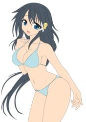 1girls bikini black_eyes black_hair breasts busakumas female gun high_resolution kazane_hiyori legs long_hair photoshop smile solo sora_no_otoshimono swimsuit thighs toy transparent_background vector_trace weapon