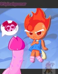 cookie cookie_run cookie_run_kingdom cookie_run_ovenbreak crossover dick dickgirl dickgirl/male femboy fire fire_spirit_cookie futanari intersex male meme penis pink_body red_body red_hair small_penis spinel_(steven_universe) steven_universe