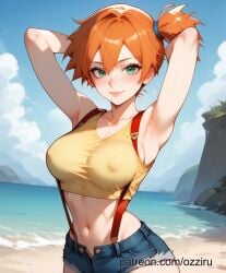 ai_generated beach female kasumi_(pokemon) kasumi_(pokemon) nintendo ozziru pokemon