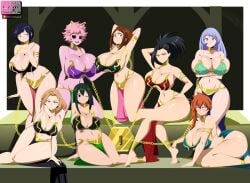 6+girls 8girls angry_expression angry_face ass auburn_hair big_ass big_breasts black_hair blue_hair breasts breasts_bigger_than_head brown_hair camie_utsushimi chain_leash chained_collar chained_up chains cosplay female female_only frog_girl ghostlessm gigantic_breasts green_hair harem harem_girl huge_breasts itsuka_kendou jabba's_palace kyoka_jiro large_breasts leash leash_and_collar massive_breasts mina_ashido momo_yaoyorozu multiple_girls my_hero_academia nejire_hado ochako_uraraka pink_hair pink_skin purple_hair red_hair seductive_look seductive_pose short_hair slave_bikini slave_collar slave_leia_(cosplay) slave_outfit star_wars stretching thick_ass thick_thighs tsuyu_asui voluptuous voluptuous_female winking_at_viewer