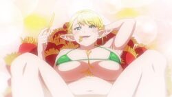 chubby chubby_female elf-san_wa_yaserarenai elf_female elfuda french_fries green_bikini plus-sized_elf tagme