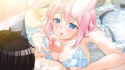 animal_ears breasts bunny_ears censored female game_cg hinasaki inabashiro_hakua large_breasts long_hair maternity_monsters!_~dekichaimashita!~ nipples paizuri penis pink_hair