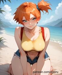 ai_generated beach female kasumi_(pokemon) kasumi_(pokemon) nintendo ozziru pokemon