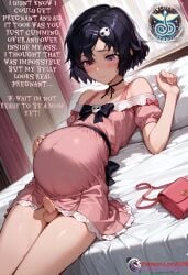 1boy ai_generated balls bed bedroom blush choker comic comic_page comic_strip dress english english_text erection erection_under_skirt femboy flat_chest hair hair_ornament hand_on_belly high_resolution highres ilfb looking_at_penis male_pregnancy medium_hair more_at_source on_bed otoko_no_ko petite petite_body pillow pregnancy pregnant pregnant_belly pregnant_male purple_eyes purple_hair shy skirt small_penis steins;gate steins;gate_0 testicles text text_box text_bubble trap urushibara_ruka window